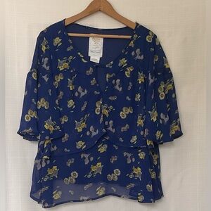 Her Universe Blue Floral Blouse